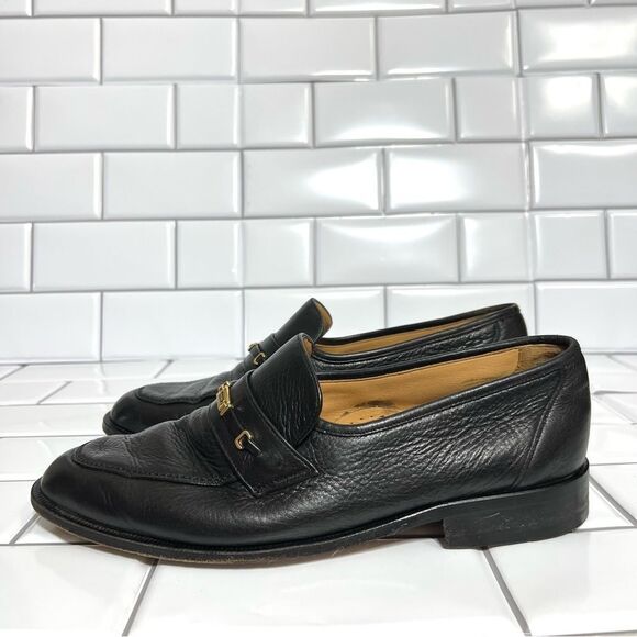 Bally Loafers Men’s Dress Shoes Black Leather Slip On’s Size 8 - Picture 4 of 15